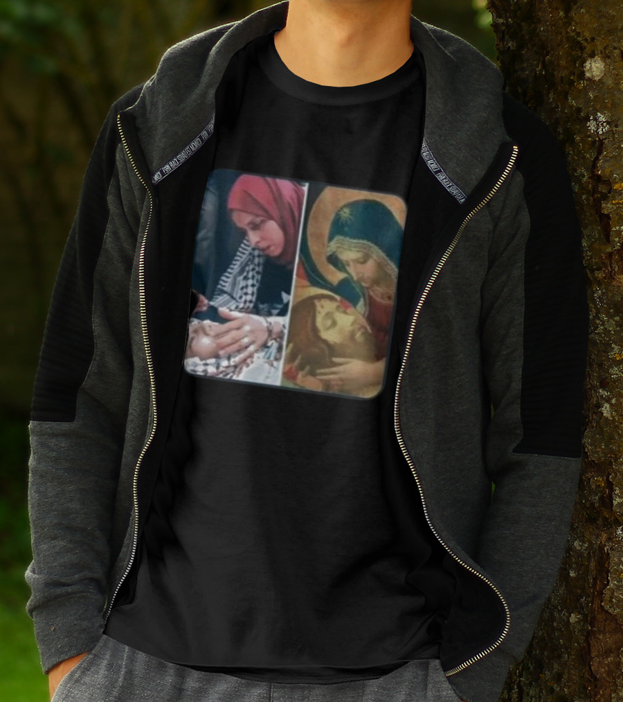 Icon Gaza Hamas Pietà Juxtaposition T-Shirt