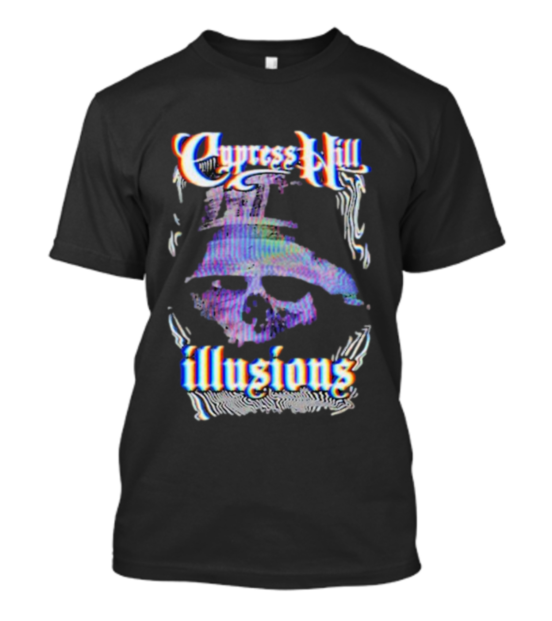 Cypress Hill Illusions Skull Trippy Glitch Effect T-Shirt