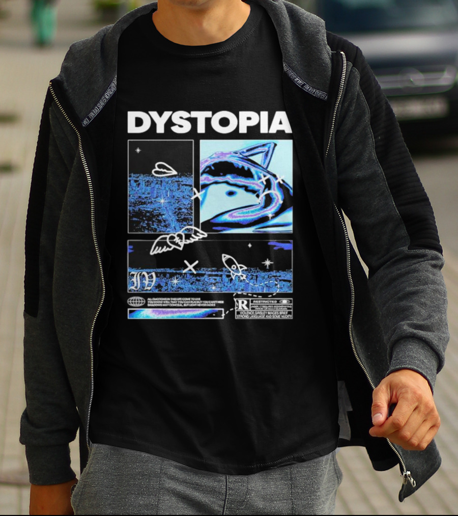 Dystopia Ivoxygen All Emotions In Ties Life Come To Live Shadows May Conceal But Light Never Fades Restricted T-Shirt