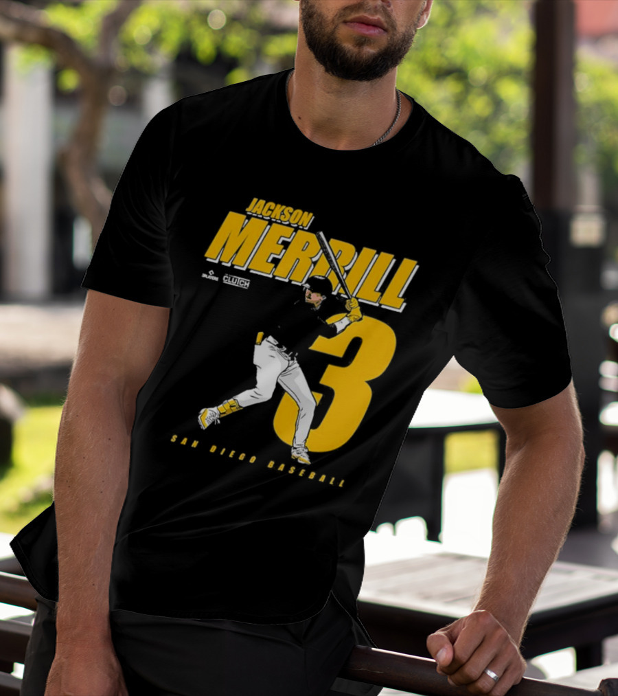 Jackson Merrill 3 San Diego Baseball Clutch Players T-Shirt