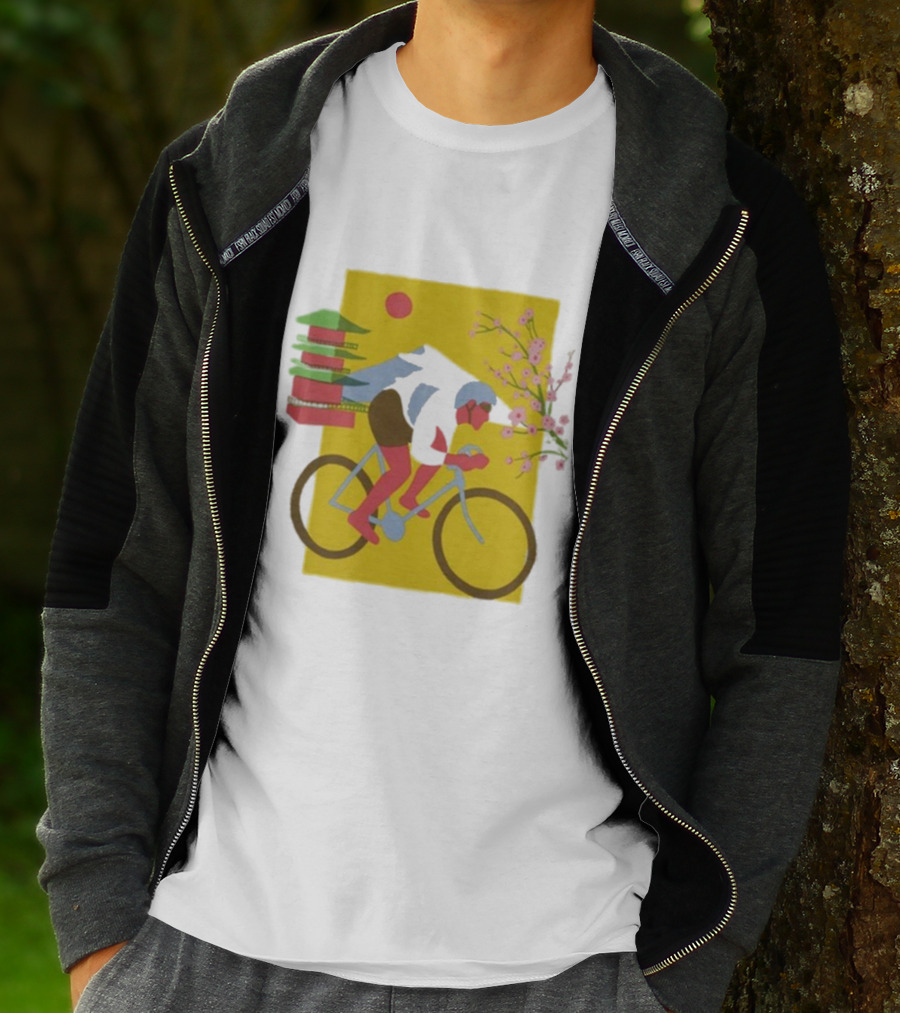 Cdawgva Cycling Pagoda Sakura Japan T-Shirt