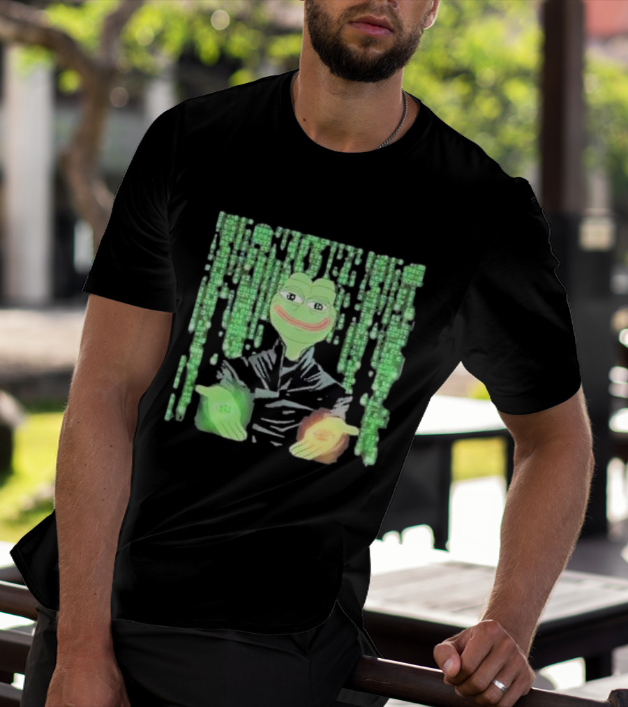 Pepe Matrix Code With Green Red Pill Aesthetic T-Shirt