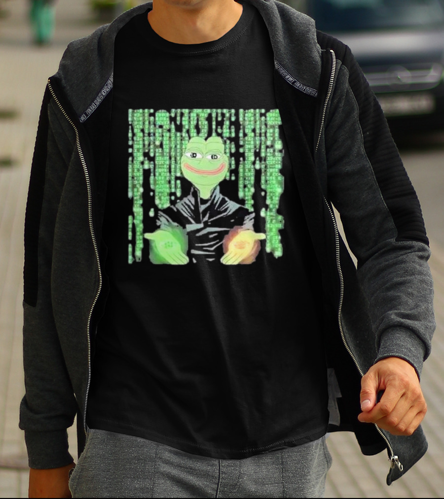 Pepe Matrix Code With Green Red Pill Aesthetic T-Shirt