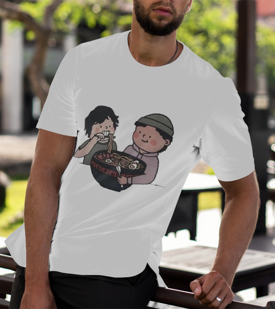 Slushy Noobz Noodles Fun Cartoon Characters Eating Ramen Bowl T-Shirt