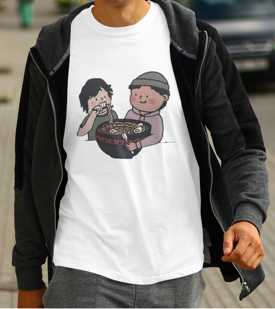 Slushy Noobz Noodles Fun Cartoon Characters Eating Ramen Bowl T-Shirt