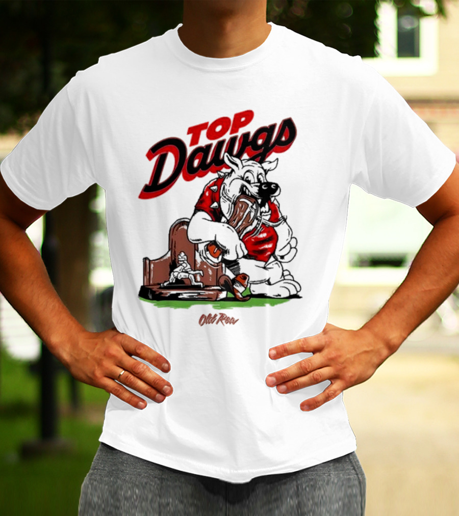 Top Dawgs Old Row Bulldog Eating Trophy Image T-Shirt