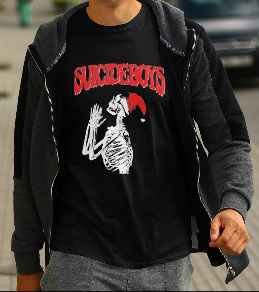 SUICIDEBOYS Skeleton Santa Hat T-Shirt
