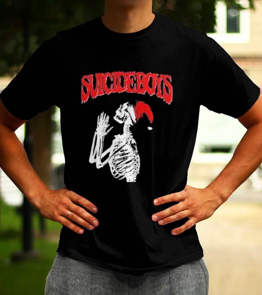 SUICIDEBOYS Skeleton Santa Hat T-Shirt