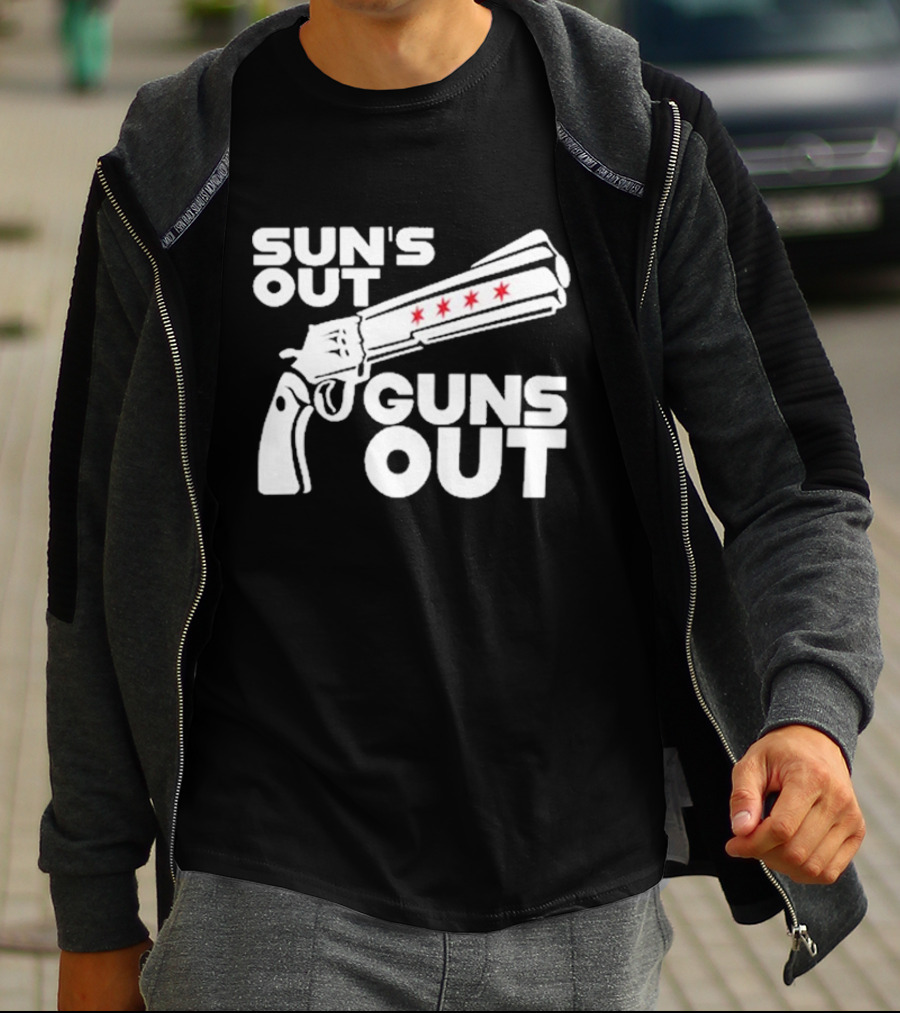 Sun’s Out Guns Out Gun With Stars On Barrel T-Shirt