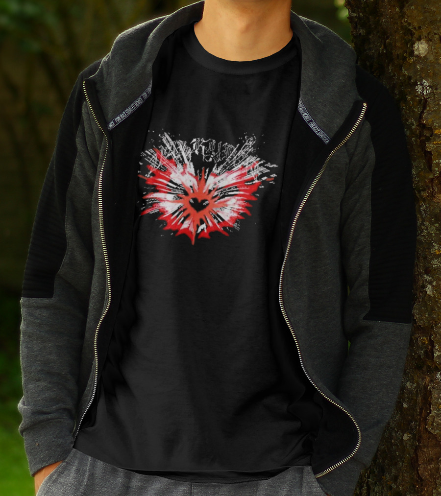 Valkyrae Heart Wings With Red And Black Radiant Burst T-Shirt