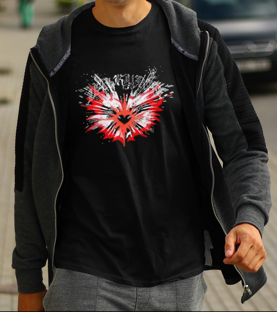 Valkyrae Heart Wings With Red And Black Radiant Burst T-Shirt
