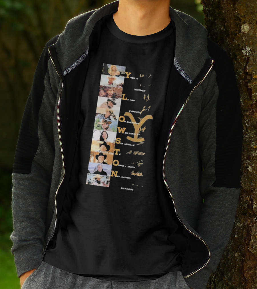 Yellowstone Cast Vertical Collage With Names And Signature Elements T-Shirt
