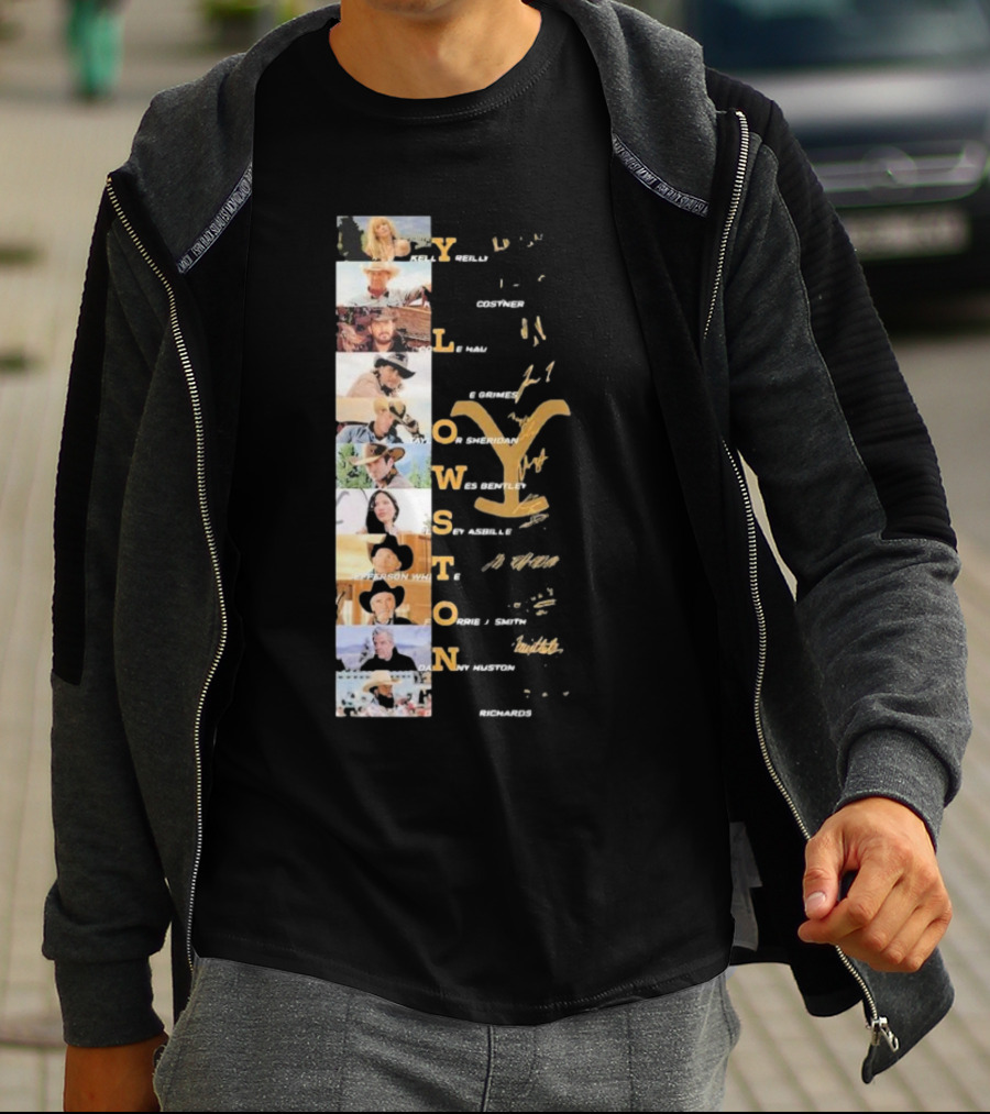 Yellowstone Cast Vertical Collage With Names And Signature Elements T-Shirt