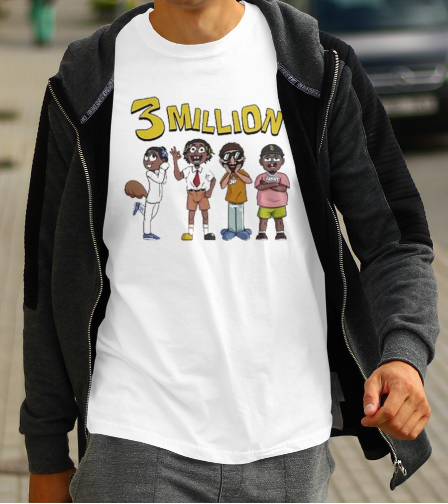 Daydrian Harding 3 Million Subscribers Celebration With Cartoon Characters T-Shirt