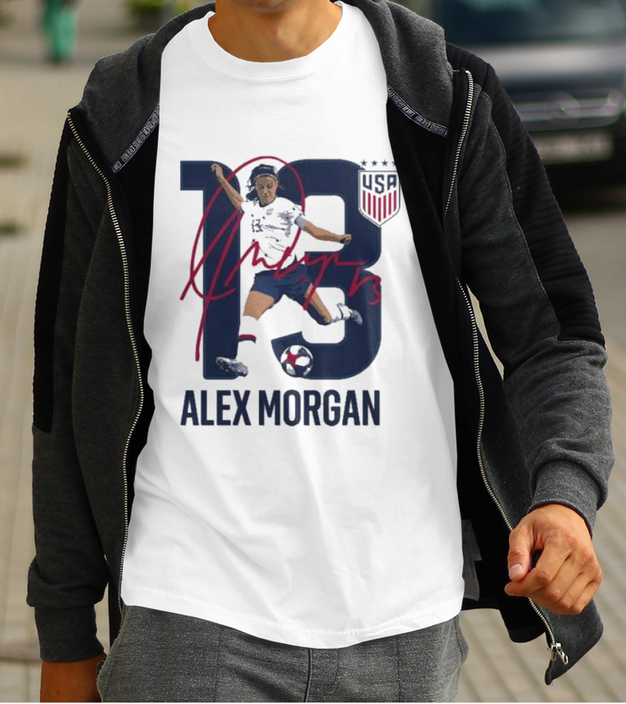 USA Alex Morgan 13 Signature Soccer Player With USA T-Shirt