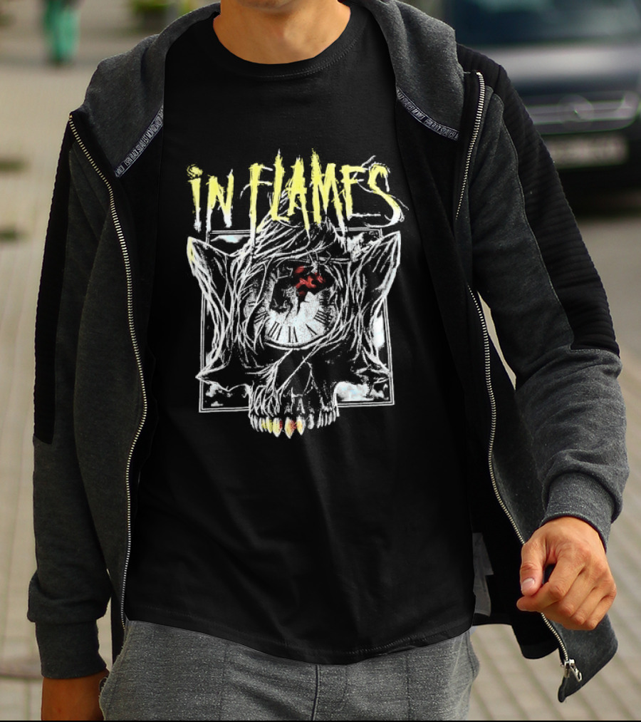 In Flames Skull Clock Graphic Another Lie Another Excuse T-Shirt