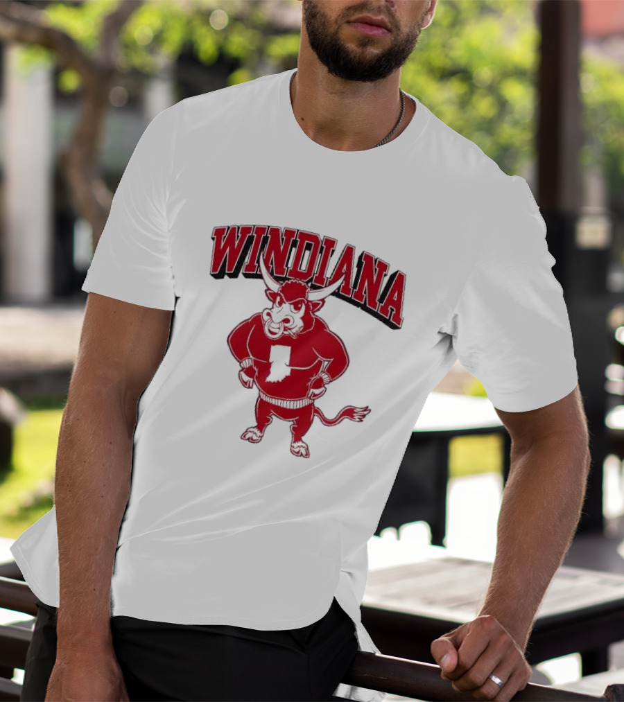 Windiana Red Bull Indiana State Outline T-Shirt