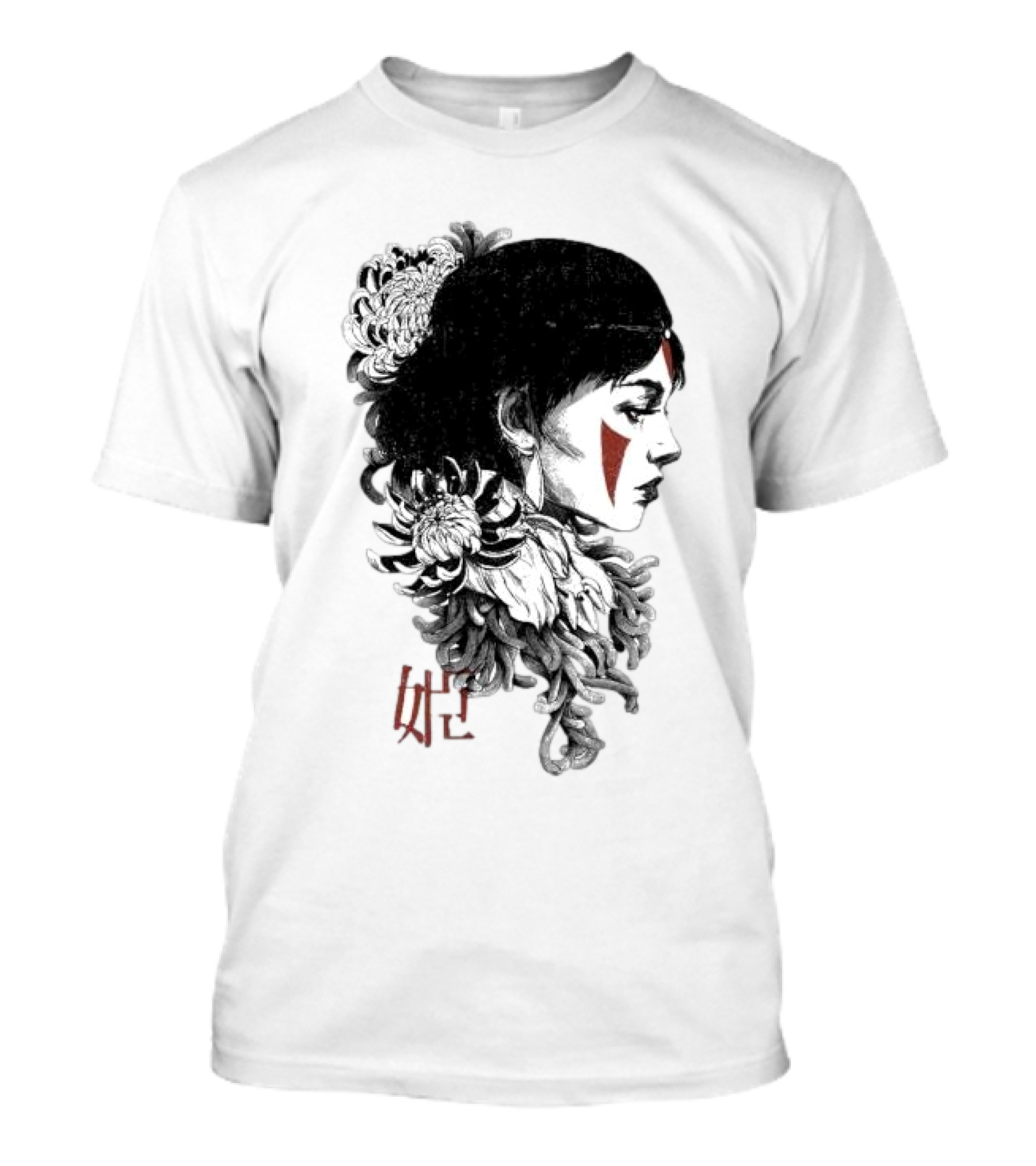 Wolf Girl Rafael Baptista Chrysanthemum Profile Asian Characters T-Shirt