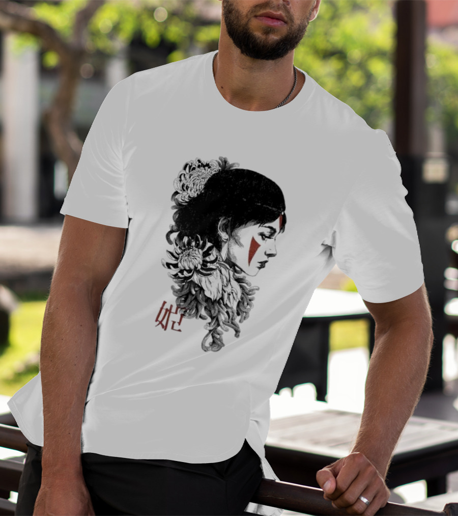Wolf Girl Rafael Baptista Chrysanthemum Profile Asian Characters T-Shirt