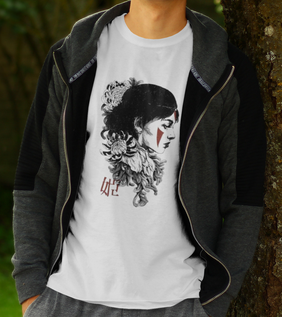 Wolf Girl Rafael Baptista Chrysanthemum Profile Asian Characters T-Shirt