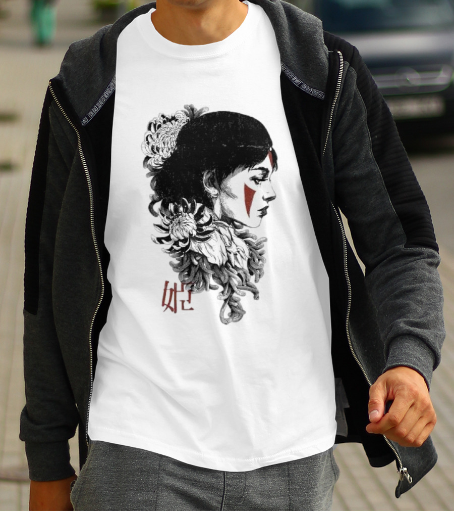 Wolf Girl Rafael Baptista Chrysanthemum Profile Asian Characters T-Shirt