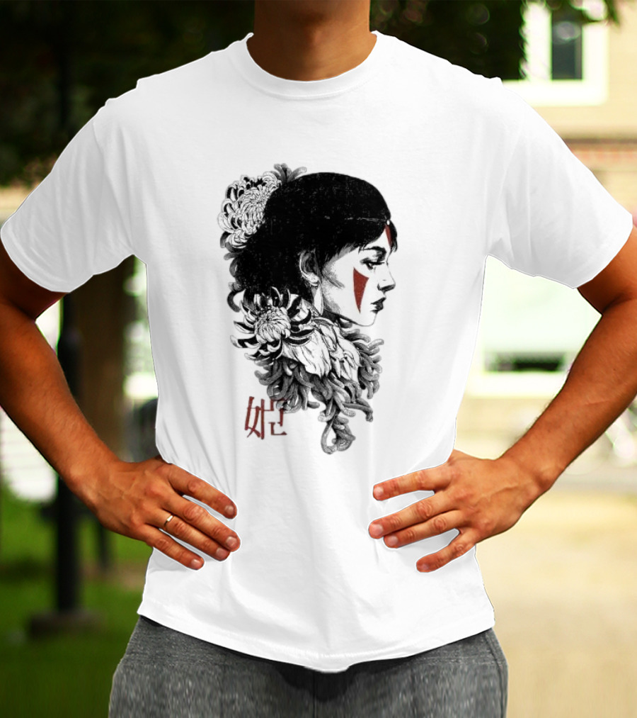 Wolf Girl Rafael Baptista Chrysanthemum Profile Asian Characters T-Shirt