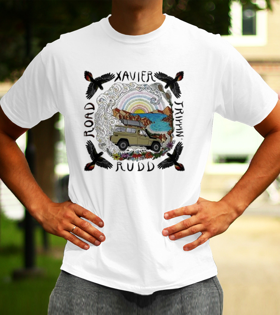 Xavier Rudd Road Trippin’ Sandstone Land Rover Beach Art With Birds T-Shirt