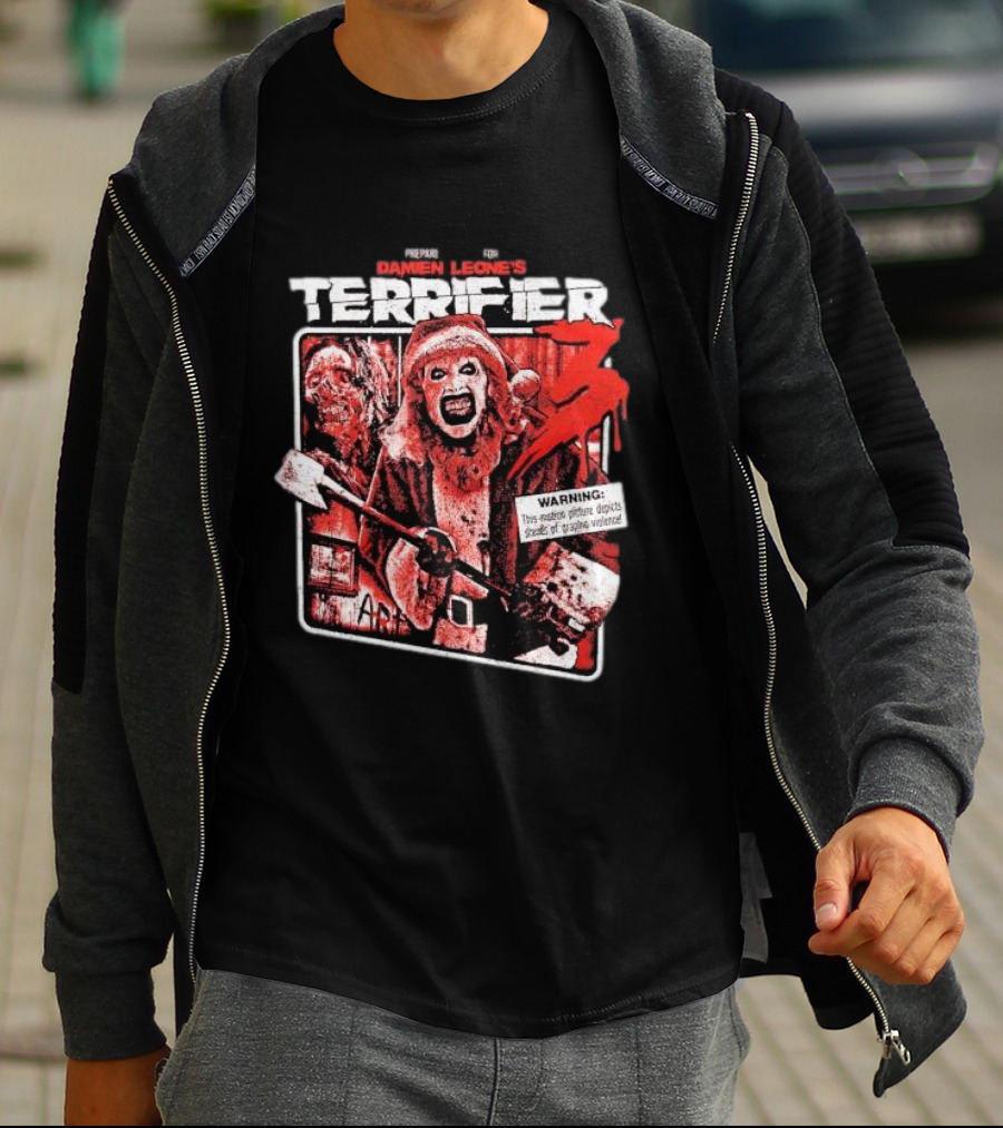 Prepare For Damien Leone's Terrifier 3 Warning Graphic Violence T-Shirt