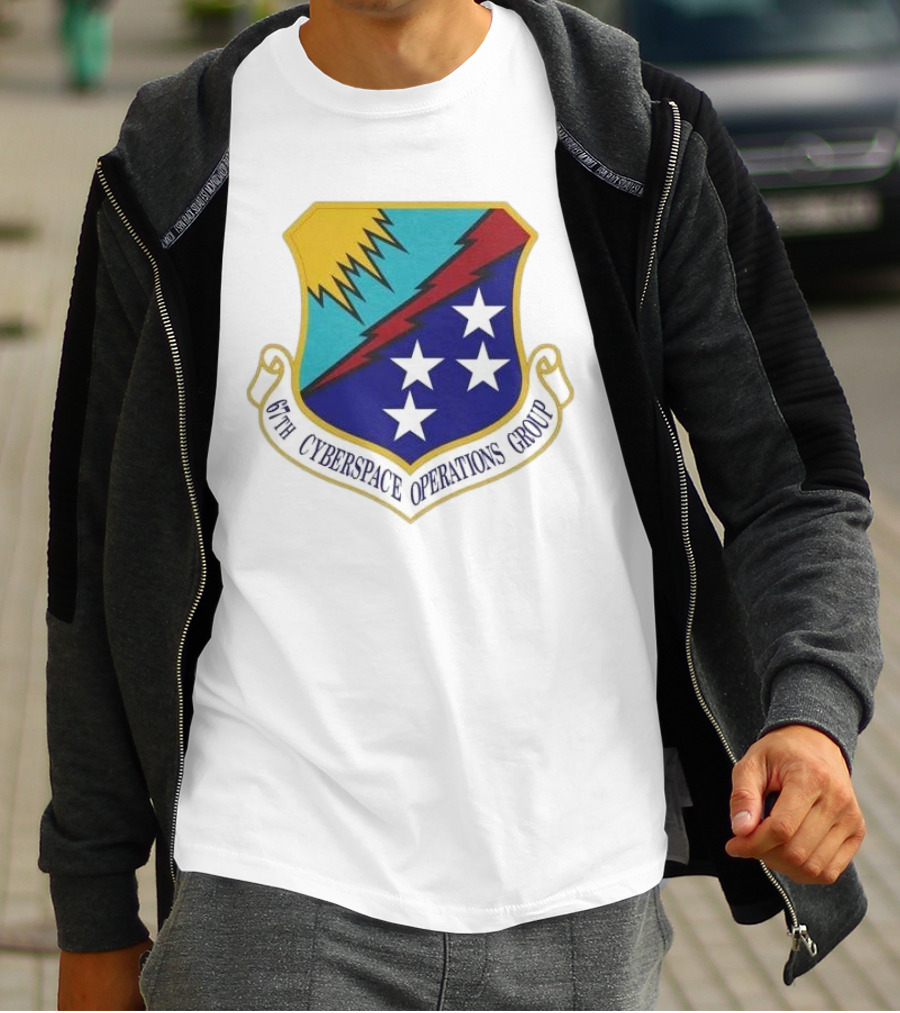 67th Cyberspace Operations Group Emblem With Stars And Lightning Bolt T-Shirt