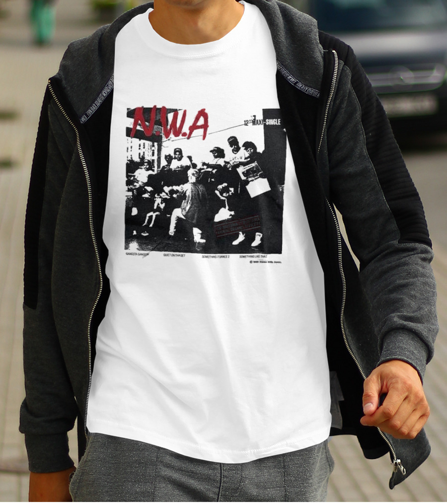 N.W.A 1988 Gangsta Gangsta Maxi-Single 12 Inch Quiet On Tha Set Compton Rap Music T-Shirt