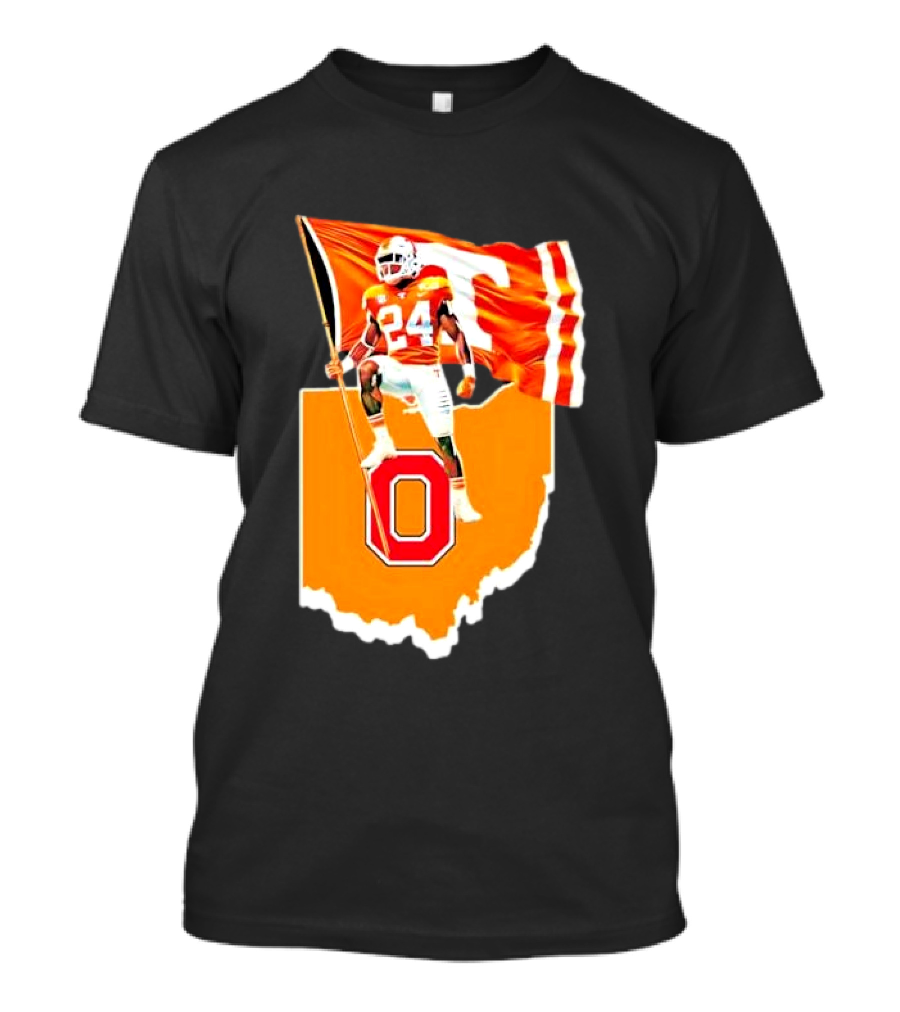 Vols Player With Tennessee Flag Over Ohio State T-Shirt