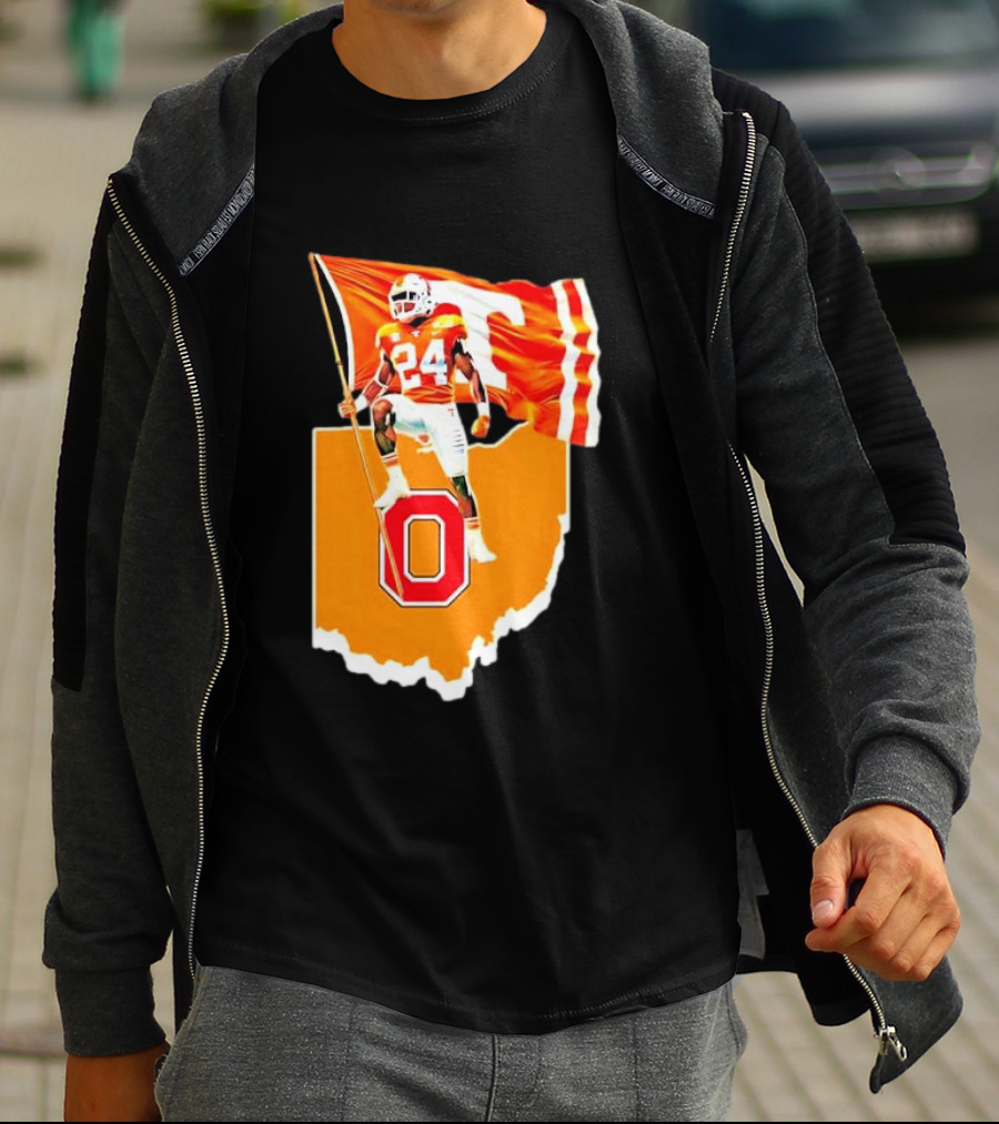 Vols Player With Tennessee Flag Over Ohio State T-Shirt
