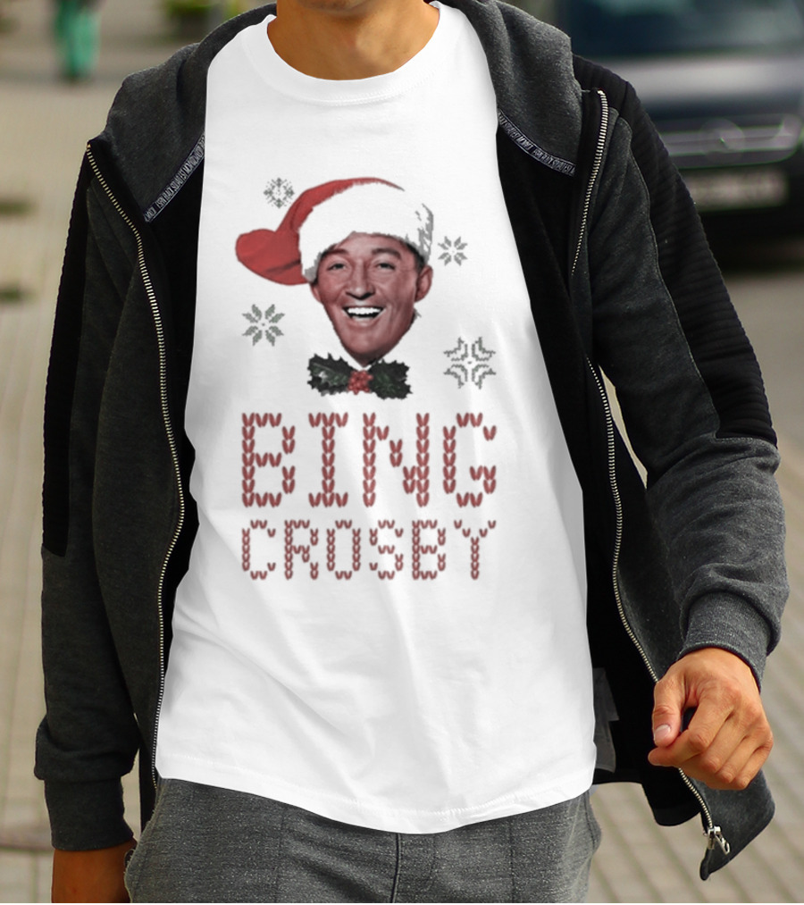 Bing Crosby Jolly Christmas Santa Hat Smiling Face T-Shirt
