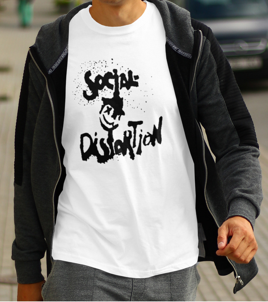 Social Distortion Smiley Logo Black Splatter T-Shirt