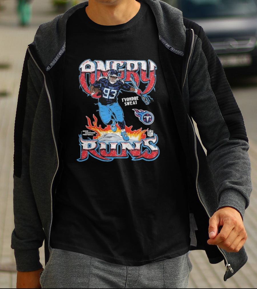 Angry Runs T'Vondre Sweat Tennessee Titans NFL Player Homage Image T-Shirt