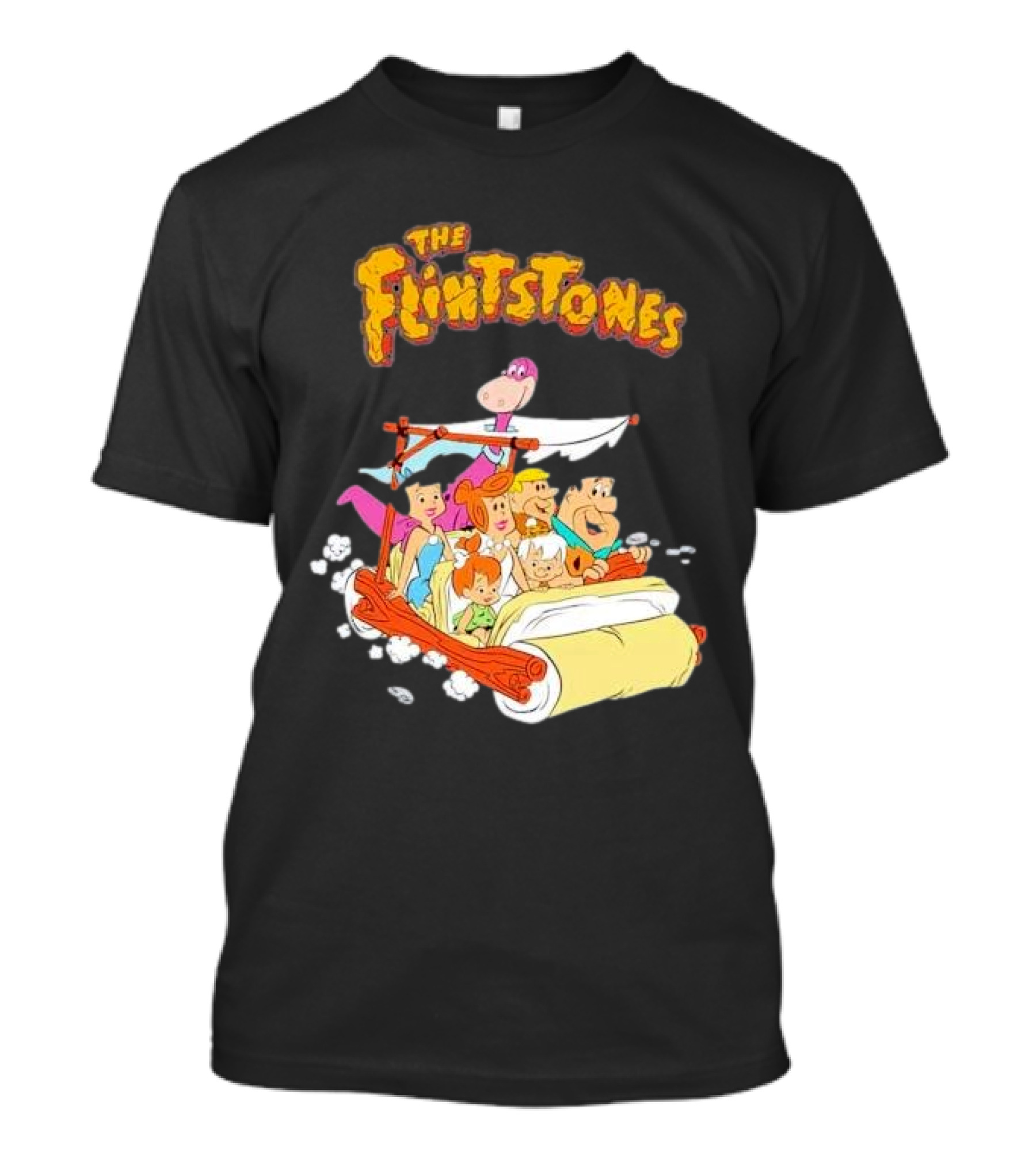 The Flintstones Family Adventure In Iconic Prehistoric Car T-Shirt