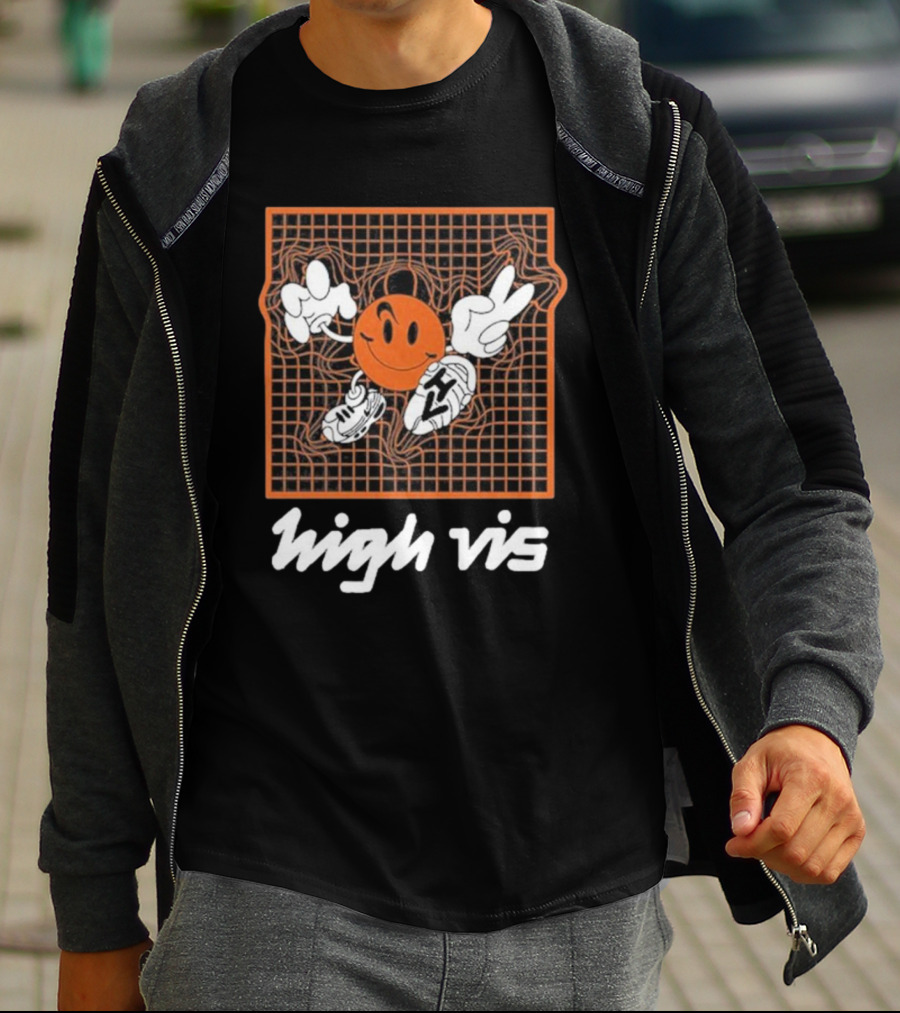 High Vis Retro Grinning Basketball Peace Sneakers T-Shirt