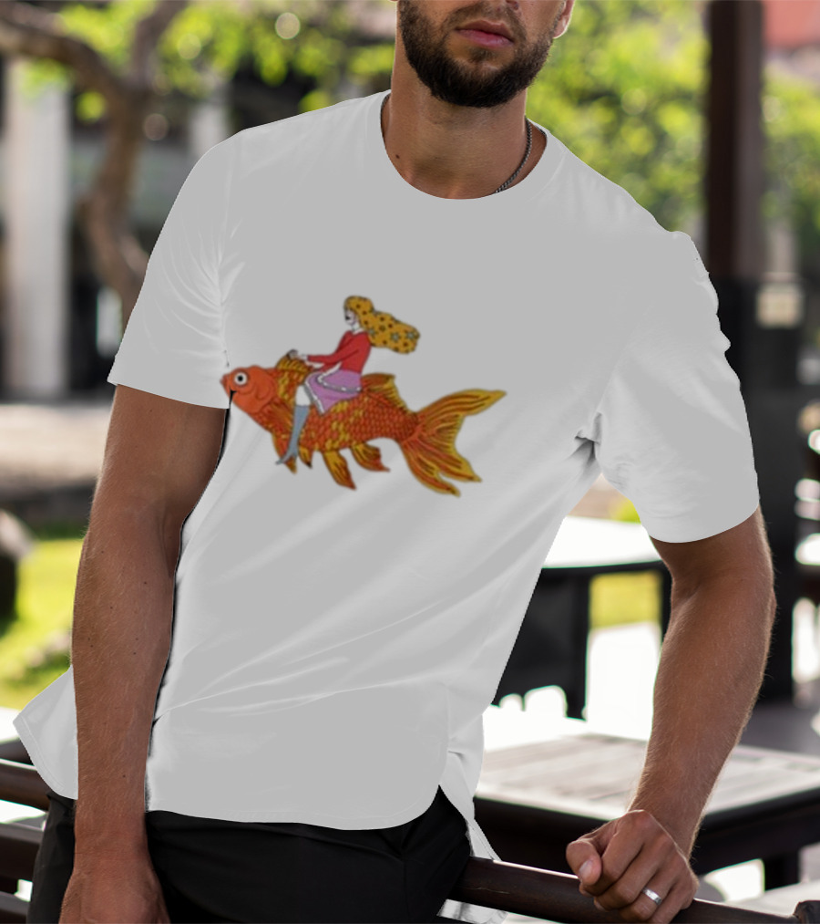 Kate Bollinger Riding Goldfish Retro Style Motif T-Shirt