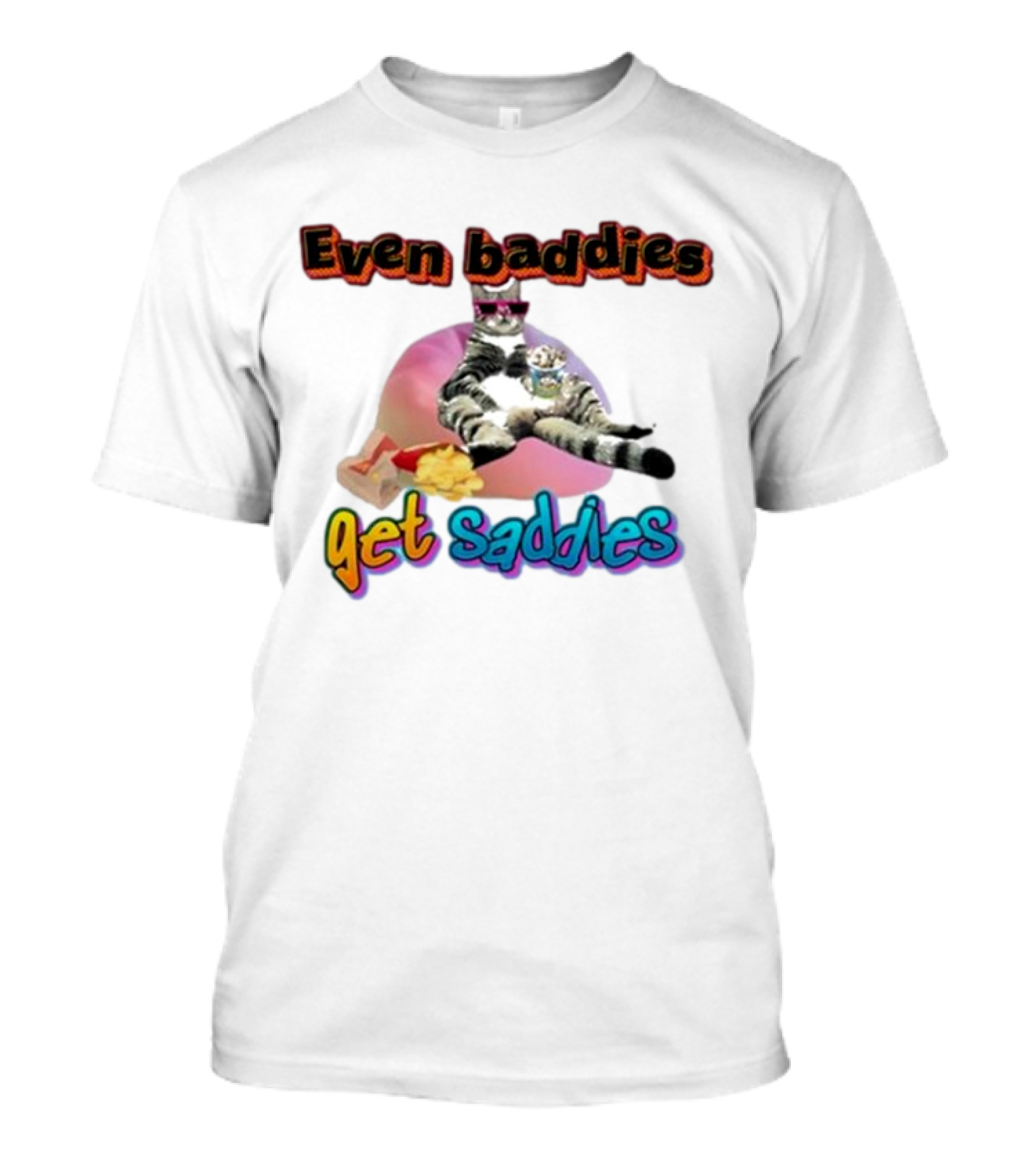 Even Baddies Get Saddies Cat Potato Chips Funny Ryan Primer T-Shirt