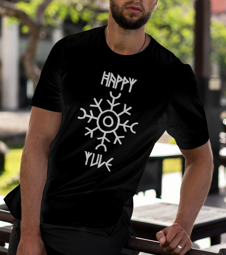 Happy Yule Matt Skiba Holiday Nordic Symbol Snowflake T-Shirt