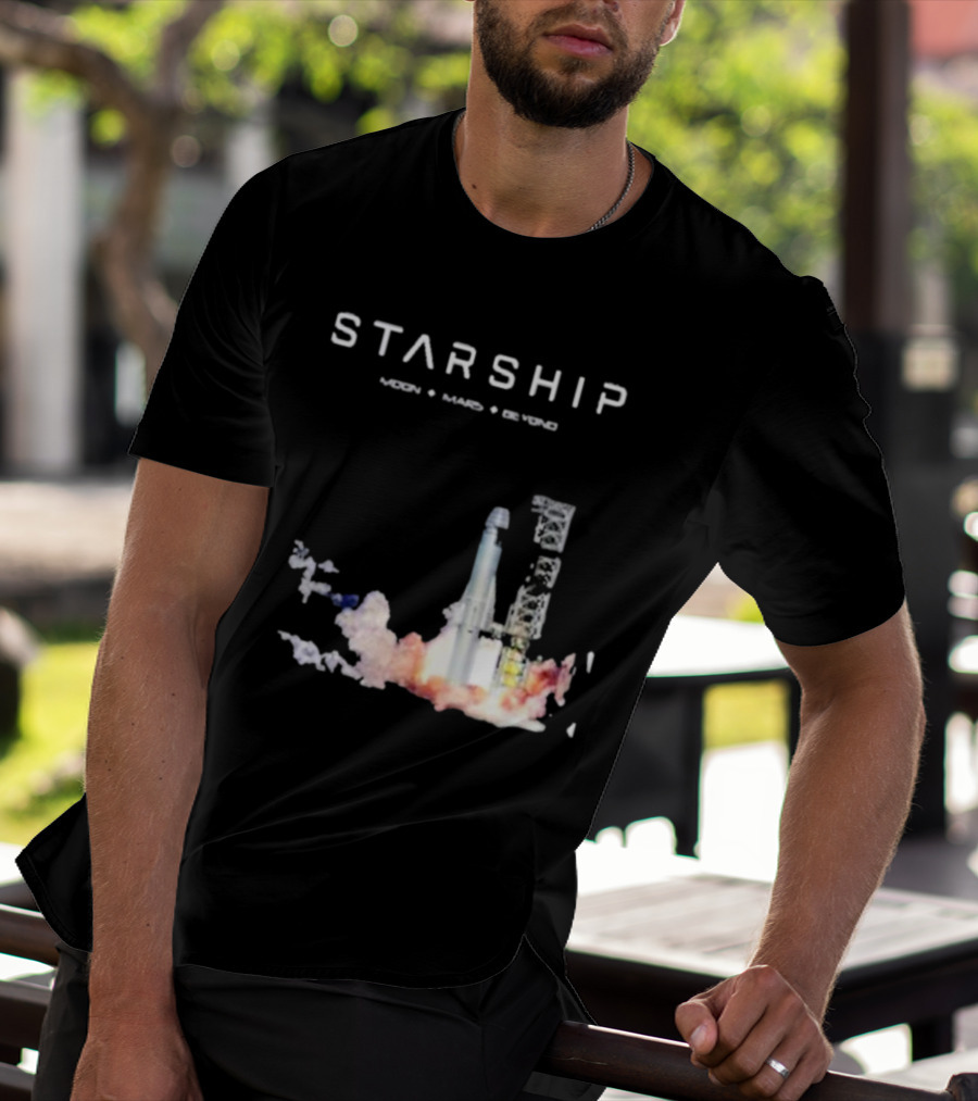 Starship Moon Mars Beyond 2025 Launch Rocket Vision T-Shirt