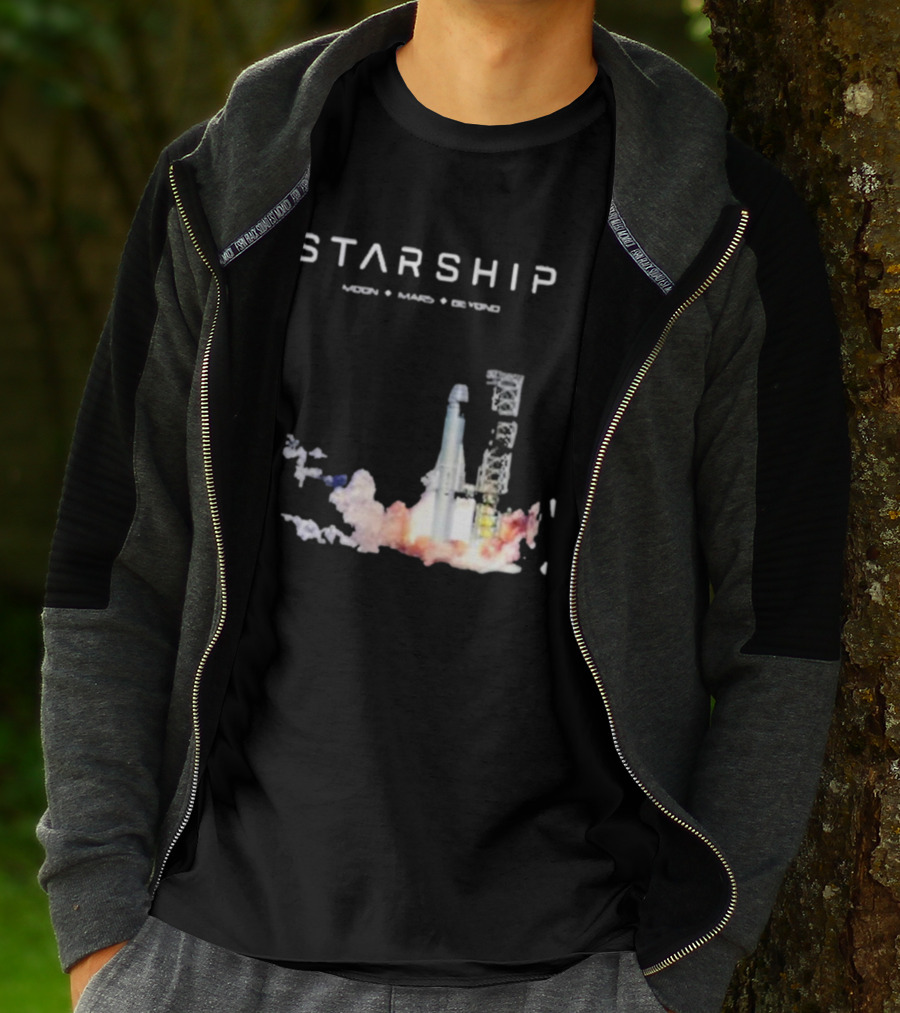 Starship Moon Mars Beyond 2025 Launch Rocket Vision T-Shirt