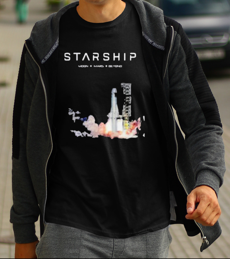 Starship Moon Mars Beyond 2025 Launch Rocket Vision T-Shirt