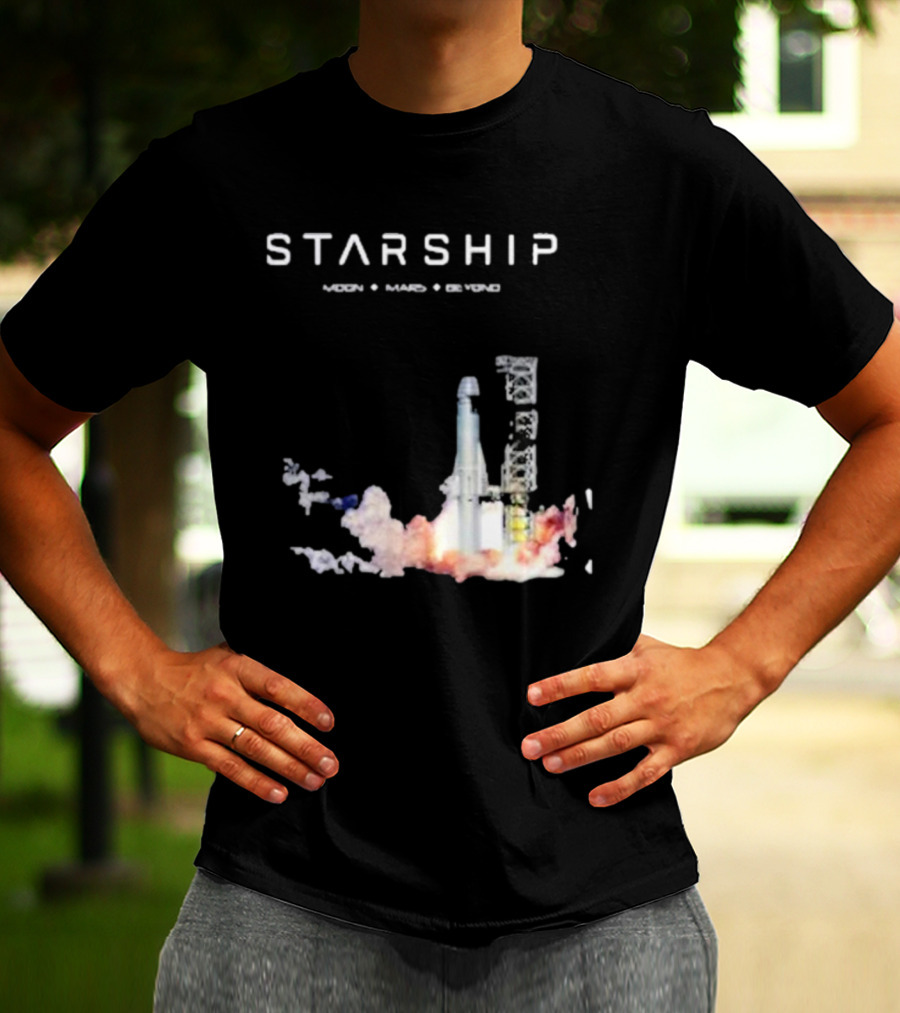 Starship Moon Mars Beyond 2025 Launch Rocket Vision T-Shirt