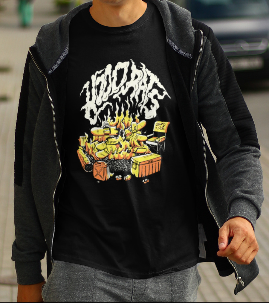 Hood Rats Burning Collection Campfire Skateboarding Thirtytwo T-Shirt