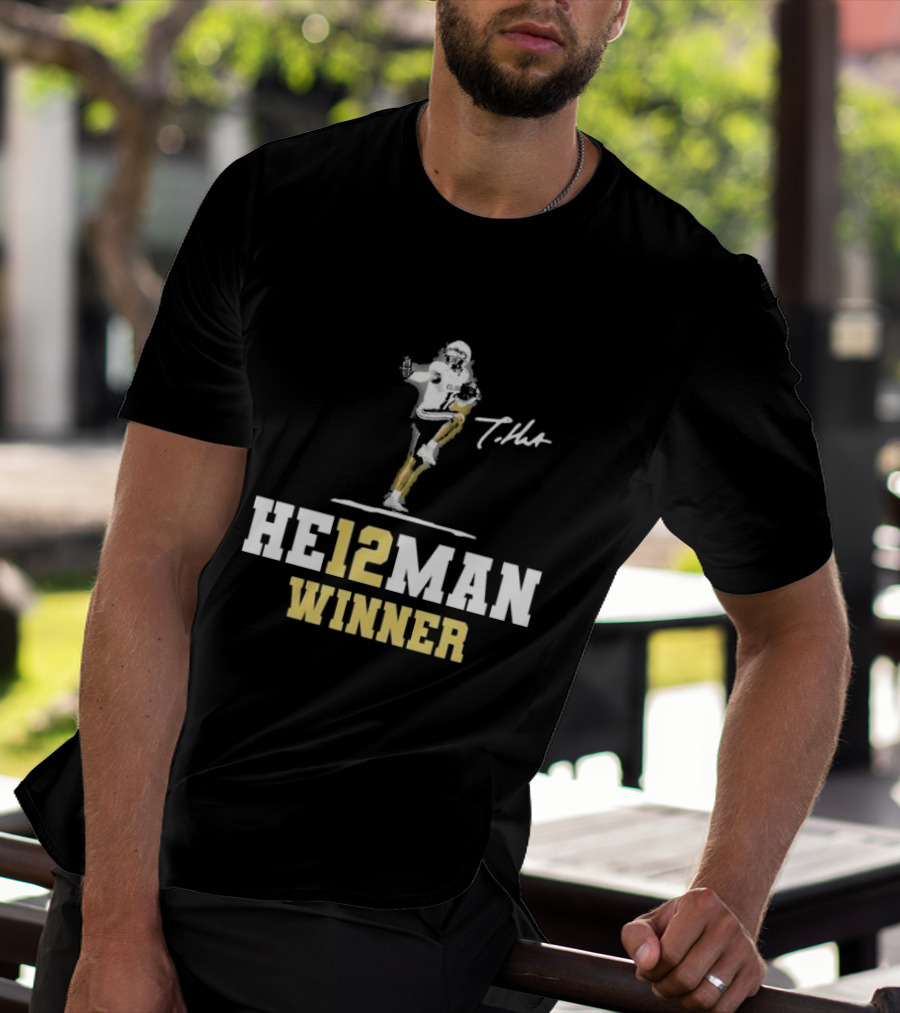 HE12MAN Winner Travis Hunter Signature Football T-Shirt