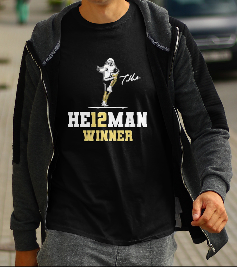 HE12MAN Winner Travis Hunter Signature Football T-Shirt