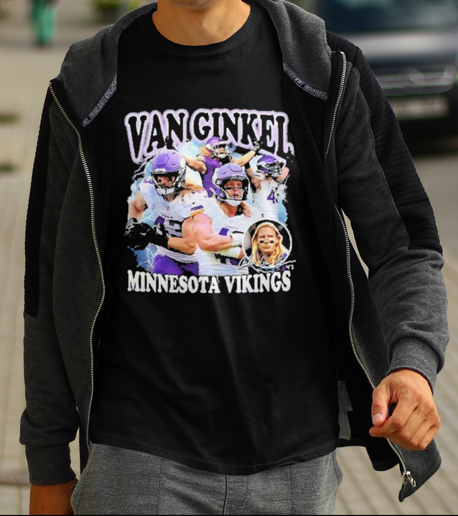 Van Ginkel Minnesota Vikings Football Action Montage T-Shirt