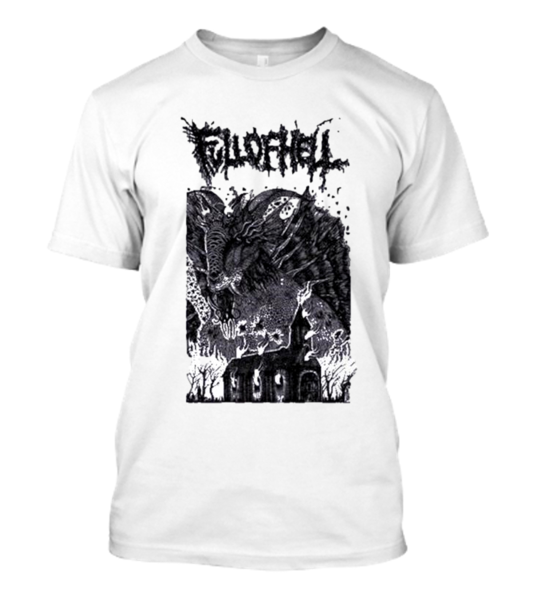 Full Of Hell Demon Goat Over Church Scene T-Shirt