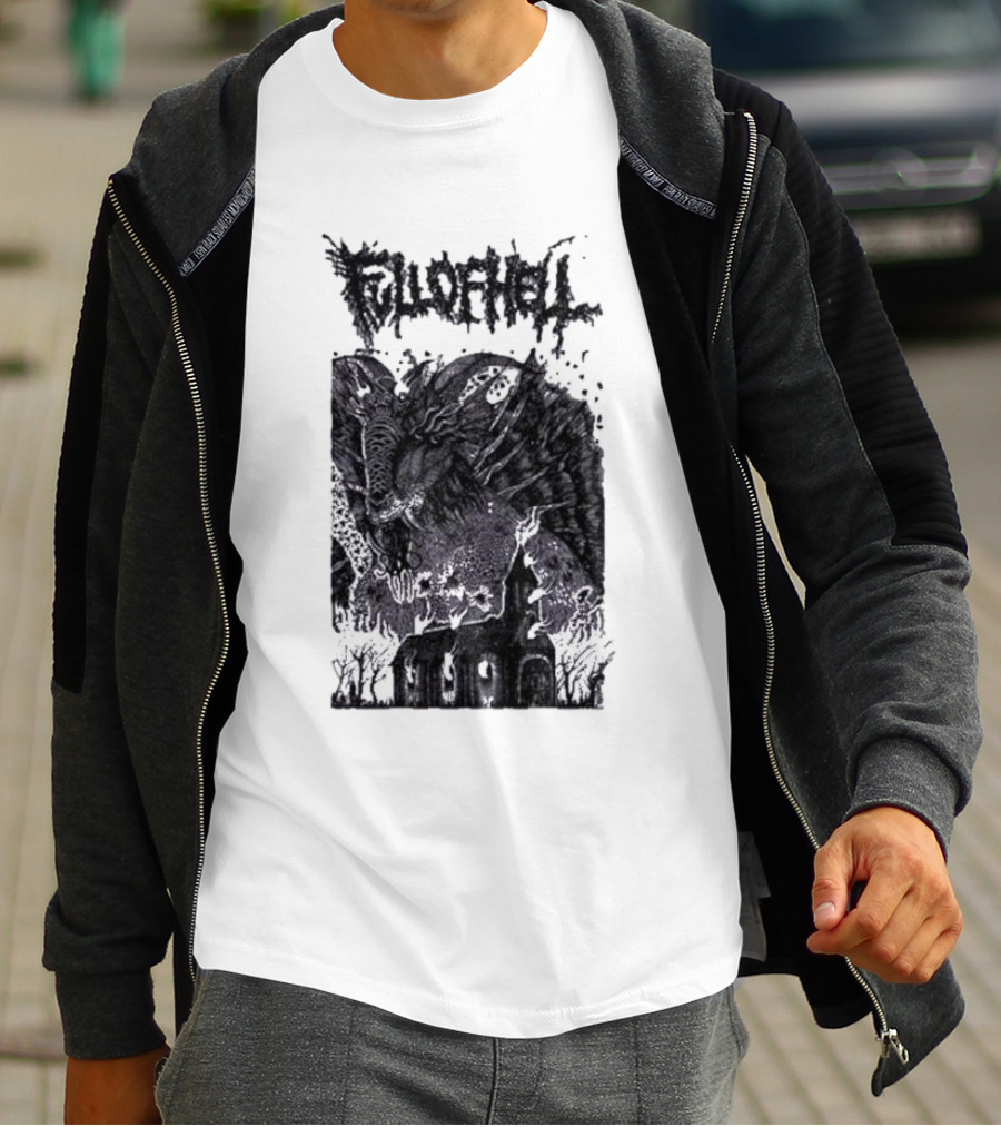 Full Of Hell Demon Goat Over Church Scene T-Shirt
